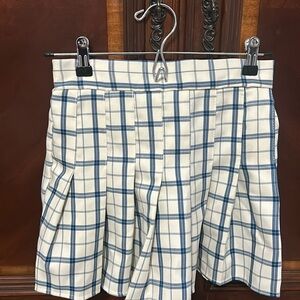 Blue and ivory plaid skirt
